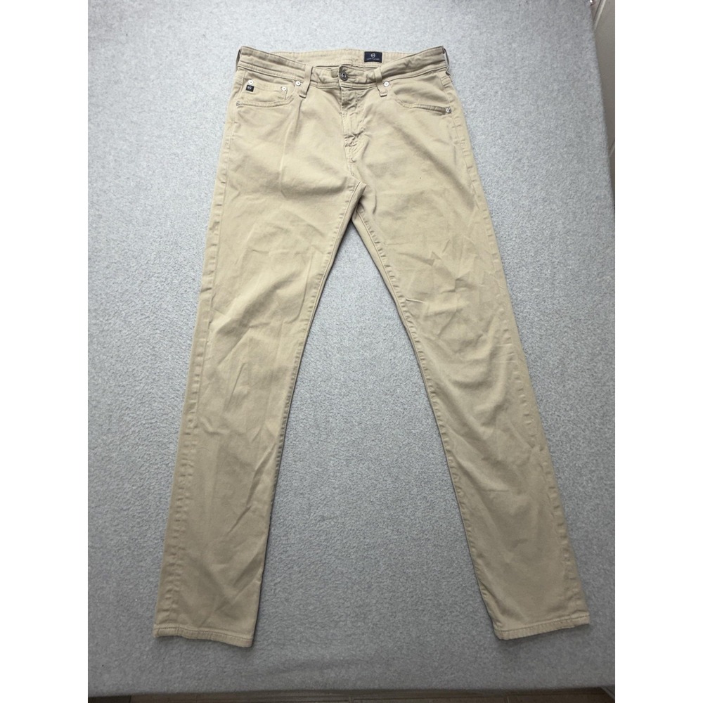 AG Adriano Goldschmied The Tellis Jeans Mens 33x34 Beige Slim Straight Stretch